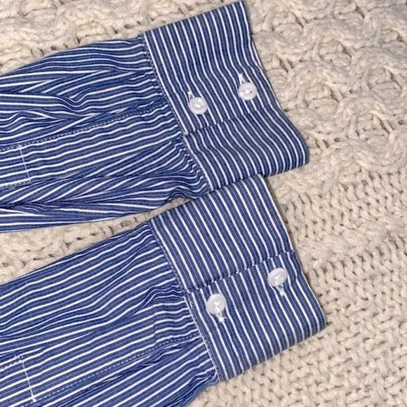 THAKOON blue striped and floral size large button down shirt - Picture 4 of 9